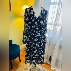 Banana Republic Black and White Floral Maxi Dress